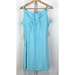 EXOFFICIO Sol Cool Tank Dress Sleeveless Scoop Neck Zip Pocket Blue Size 8 10 M
